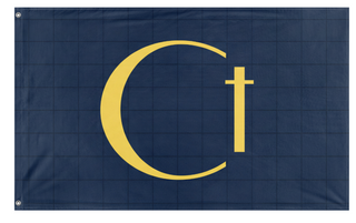 A mockup of the custom flag 'Christcience flag' on a white background