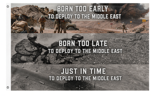 A mockup of the custom flag 'middle east deployment flag' on a white background