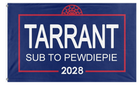 A mockup of the custom flag 'Tarrant 2028 flag' on a white background