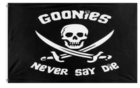 A mockup of the custom flag 'Goonies flag' on a white background