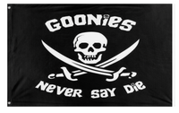 A mockup of the custom flag 'Goonies Final flag' on a white background