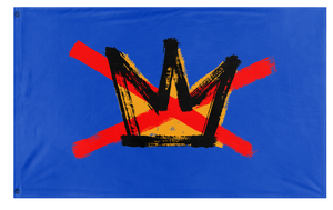 A mockup of the custom flag 'NO KINGS' on a white background