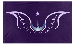 A mockup of the custom flag 'Lunar Empire flag' on a white background