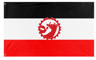 A mockup of the custom flag 'Distrubtistism flag' on a white background
