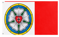 A mockup of the custom flag 'Protestantische flag' on a white background