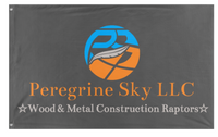 A mockup of the custom flag 'Peregrine Sky flag' on a white background