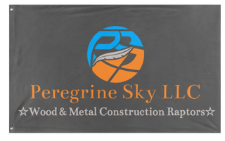A mockup of the custom flag 'Peregrine Sky flag' on a white background