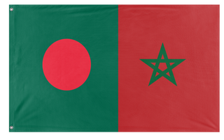 A mockup of the custom flag 'Morocco x Bangladesh flag' on a white background