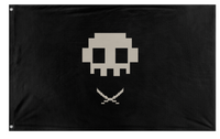 A mockup of the custom flag 'BlackArtStudios flag' on a white background