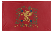 A mockup of the custom flag 'Ostergotlands regemente flag' on a white background