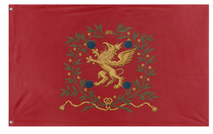 A mockup of the custom flag 'Ostergotlands regemente flag' on a white background