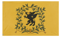 A mockup of the custom flag 'Sormland Regemente Kompanifana flag' on a white background