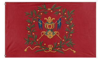 A mockup of the custom flag 'Nylands regemente kompanifana flag' on a white background