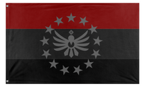 A mockup of the custom flag 'Sitherion Union flag' on a white background