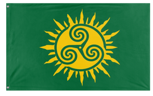 A mockup of the custom flag 'Pan Gaelic Flag' on a white background