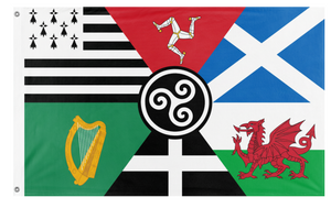 A mockup of the custom flag 'Celtic Nations flag' on a white background