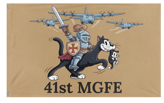 A mockup of the custom flag '41st MGFE flag' on a white background
