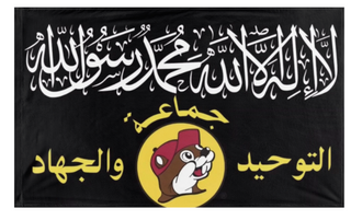 A mockup of the custom flag 'Yallqaeda flag' on a white background