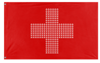 A mockup of the custom flag 'Defqon flag' on a white background