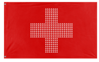 A mockup of the custom flag 'Defqon flag' on a white background