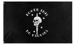 A mockup of the custom flag 'Roger this flag' on a white background