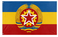 A mockup of the custom flag 'Carpathian Socialist Union flag' on a white background