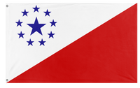 A mockup of the custom flag 'raspia flag' on a white background