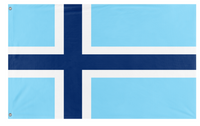 A mockup of the custom flag 'Baby Blue Norway flag' on a white background