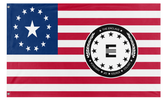 A mockup of the custom flag 'US-Enclave Seal Flag' on a white background