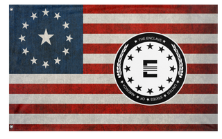 A mockup of the custom flag 'US-Enclave Seal Flag' on a white background