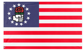 A mockup of the custom flag 'Democratic socialist states of America flag' on a white background