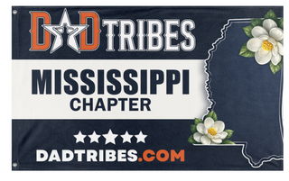 A mockup of the custom flag 'MS Dad Tribe Chapter flag' on a white background