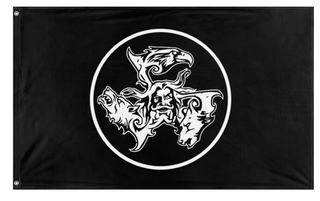 A mockup of the custom flag 'TPF flag' on a white background