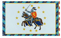 A mockup of the custom flag 'Zeno Knight Flag' on a white background
