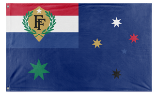 A mockup of the custom flag 'Fun with Flags Australia flag' on a white background