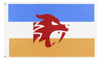A mockup of the custom flag 'Dutch saber album flag' on a white background