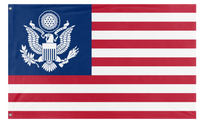 A mockup of the custom flag 'United States Coat of Arms flag' on a white background