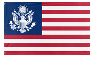 A mockup of the custom flag 'United States Coat of Arms flag' on a white background
