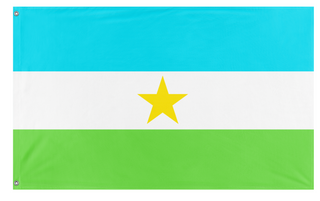 A mockup of the custom flag 'Flag of the Free Republic of Ravena' on a white background