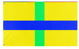A mockup of the custom flag 'Landia' on a white background