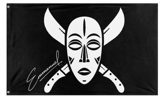A mockup of the custom flag 'African Warrior flag' on a white background