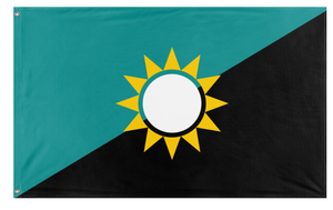 A mockup of the custom flag 'Bakis City flag' on a white background