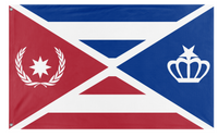 A mockup of the custom flag 'Peoples Cooperative of Zanstisa flag' on a white background