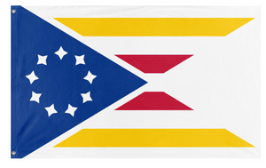 A mockup of the custom flag 'East Trasine flag' on a white background