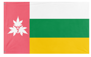 A mockup of the custom flag 'Floratia flag' on a white background