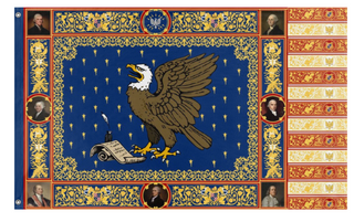 A mockup of the custom flag 'United States in the style of Venice flag' on a white background