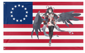 A mockup of the custom flag 'Rurica flag' on a white background