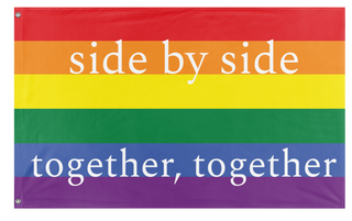 A mockup of the custom flag 'side by side flag' on a white background