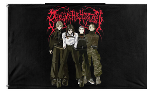 A mockup of the custom flag 'bmth flag' on a white background