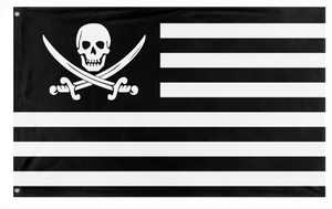 A mockup of the custom flag 'American pirates flag' on a white background